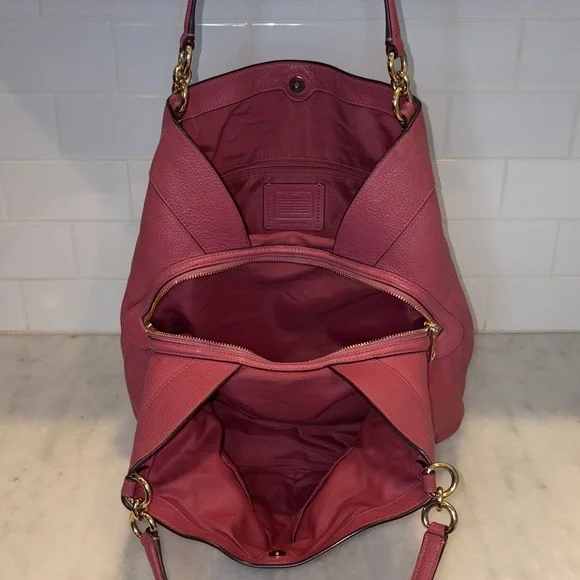 Coach Bag Purse Handbag Leather Large Lexy Pink Pebbled Shoulder Bag Pocketbook - Picture 13 of 17